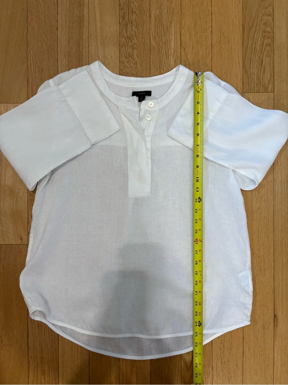 J.Crew White 100% Linen Button-Front Tunic Blouse Shirt Coastal Granddaughter S